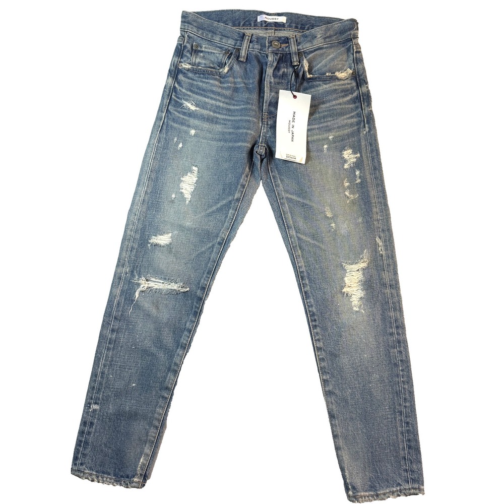MOUSSY Low Rise Jeans Distressed Womens 24 Light Wash Tapered Denim Japan NWT